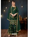 Dark Green Satin Georgette Embroidered Sarara Suit