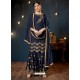 Navy Blue Satin Georgette Embroidered Sarara Suit