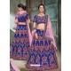 Navy Blue Nylon Satin Embroidered Designer Lehenga Choli