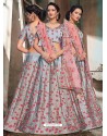 Silver Nylon Satin Embroidered Designer Lehenga Choli