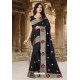 Black Silk Resham Worked Designer Saree