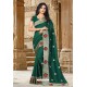 Dark Green Silk Resham Worked Designer Saree