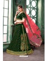 Dark Green Silk Designer Embroidered Lehenga Choli