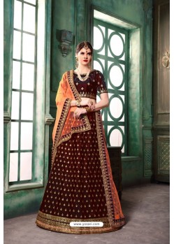 Maroon Silk Designer Embroidered Lehenga Choli