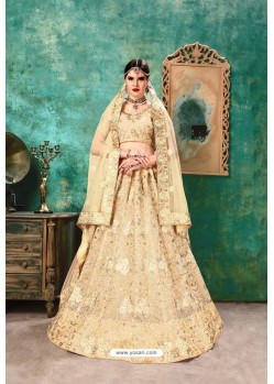 Light Beige Silk Designer Embroidered Lehenga Choli