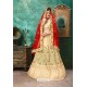 Cream Silk Designer Embroidered Lehenga Choli