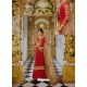 Red Georgette Embroidered Palazzo Suit