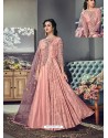 Peach Tussar Silk Designer Anarkali Suit