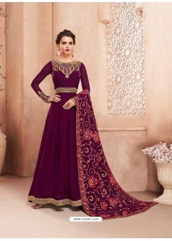 Purple Real Georgette Embroidered Anarkali Suit