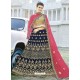 Navy Blue Velvet Embroidered Designer Lehenga Choli