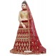 Red Velvet Embroidered Designer Lehenga Choli