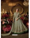 Olive Green Net Embroidered Anarkali Suit