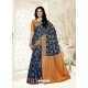 Peacock Blue Silk Jacquard Worked Designer Saree