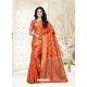 Orange Silk Jacquard Worked Designer Saree