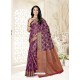 Purple Silk Jacquard Worked Designer Saree