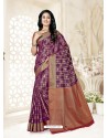 Purple Silk Jacquard Worked Designer Saree