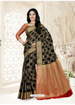 Black Silk Jacquard Worked Designer Saree