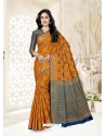 Mustard Silk Jacquard Worked Designer Saree