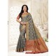 Grey Silk Jacquard Worked Designer Saree