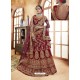 Maroon Velvet Heavy Stone Embroidered Designer Lehenga Choli