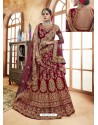 Maroon Velvet Heavy Stone Embroidered Designer Lehenga Choli