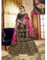 Dark Green Velvet Heavy Stone Embroidered Designer Lehenga Choli