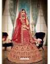 Heavenly Red Velvet Heavy Embroidered Bridal Lehenga Choli