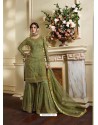Green Satin Designer Sarara Salwar Suit
