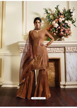 Rust Satin Designer Sarara Salwar Suit