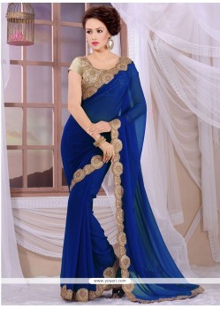 Modish Blue Georgette Designer Saree