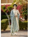 Off White Brocade Jacquard Embroidered Straight Suit