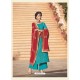 Turquoise Brocade Jacquard Embroidered Straight Suit