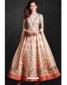 Peach Pure Soft Maslin Digital Printed Designer Gown