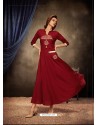 Maroon Rayon Embroidered Gown