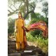 Mustard Faux Georgette Heavy Embroidered Straight Suit