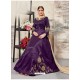 Purple Silk Mulberry Embroidered Floor Length Suit