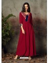 Maroon Heavy Rayon Embroidered Gown