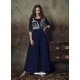 Navy Blue Heavy Rayon Embroidered Gown