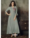 Grey Heavy Rayon Embroidered Gown