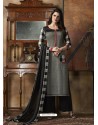Black And Grey South Cotton Printed Straight Suit