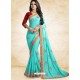 Sky Blue Vichitra Silk Embroidered Designer Saree