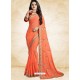 Orange Vichitra Silk Embroidered Designer Saree