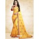 Yellow Vichitra Silk Embroidered Designer Saree