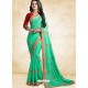 Jade Green Vichitra Silk Embroidered Designer Saree