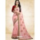 Pink Vichitra Silk Embroidered Designer Saree