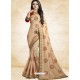 Beige Vichitra Silk Embroidered Designer Saree