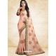 Feminine Light Pink Vichitra Silk Embroidered Designer Saree