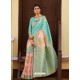 Sky And Pink Kansula Silk Jacquard Worked Designer Saree