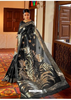 Black Kansula Silk Jacquard Worked Designer Saree