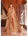 Beige Kansula Silk Jacquard Worked Designer Saree